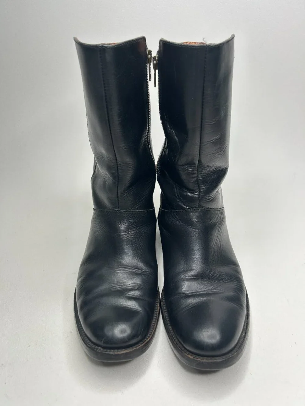 J CREW Black Calf Skin Leather Minimalist Mid-Calf Boots sz 7.5